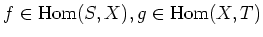 $ f \in \operatorname{Hom}(S,X), g \in \operatorname{Hom}(X,T)$