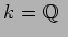 $k=\mbox{${\Bbb Q}$ }$