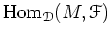 $\displaystyle \operatorname{Hom}_{\mathcal D} (M,\mathcal F)
$