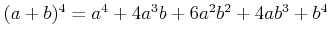 $ (a+b)^4=a^4+4 a^3 b + 6 a^2 b^2 + 4 a b^3 + b^4$