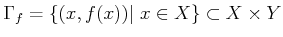 $\displaystyle \Gamma_f=\{ (x,f(x)) \vert x \in X\} \subset X\times Y
$