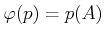 $\displaystyle \varphi(p)=p(A)
$