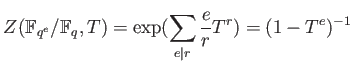 $\displaystyle Z(\operatorname{Spec}(\bar A)/\mathbb{F}_p,T) =$