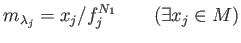 % latex2html id marker 2646
$\displaystyle m_{\lambda_j} = x_j /f_j^{N_1} \qquad (\exists x_j \in M)
$